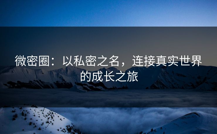 微密圈：以私密之名，连接真实世界的成长之旅