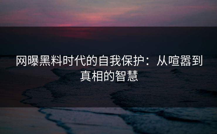 网曝黑料时代的自我保护:从喧嚣到真相的智慧 网曝黑料时代的自我保护:从喧嚣到真相的智慧