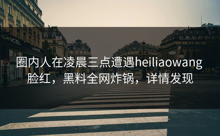 圈内人在凌晨三点遭遇heiliaowang 脸红，黑料全网炸锅，详情发现